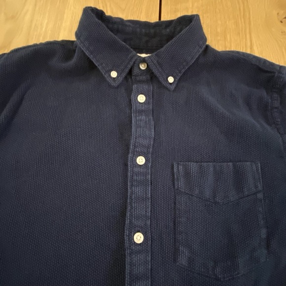 FLINT AND TINDER Men's Cotton Long Sleeve Shirt in Washed Navy Size L Huckberry